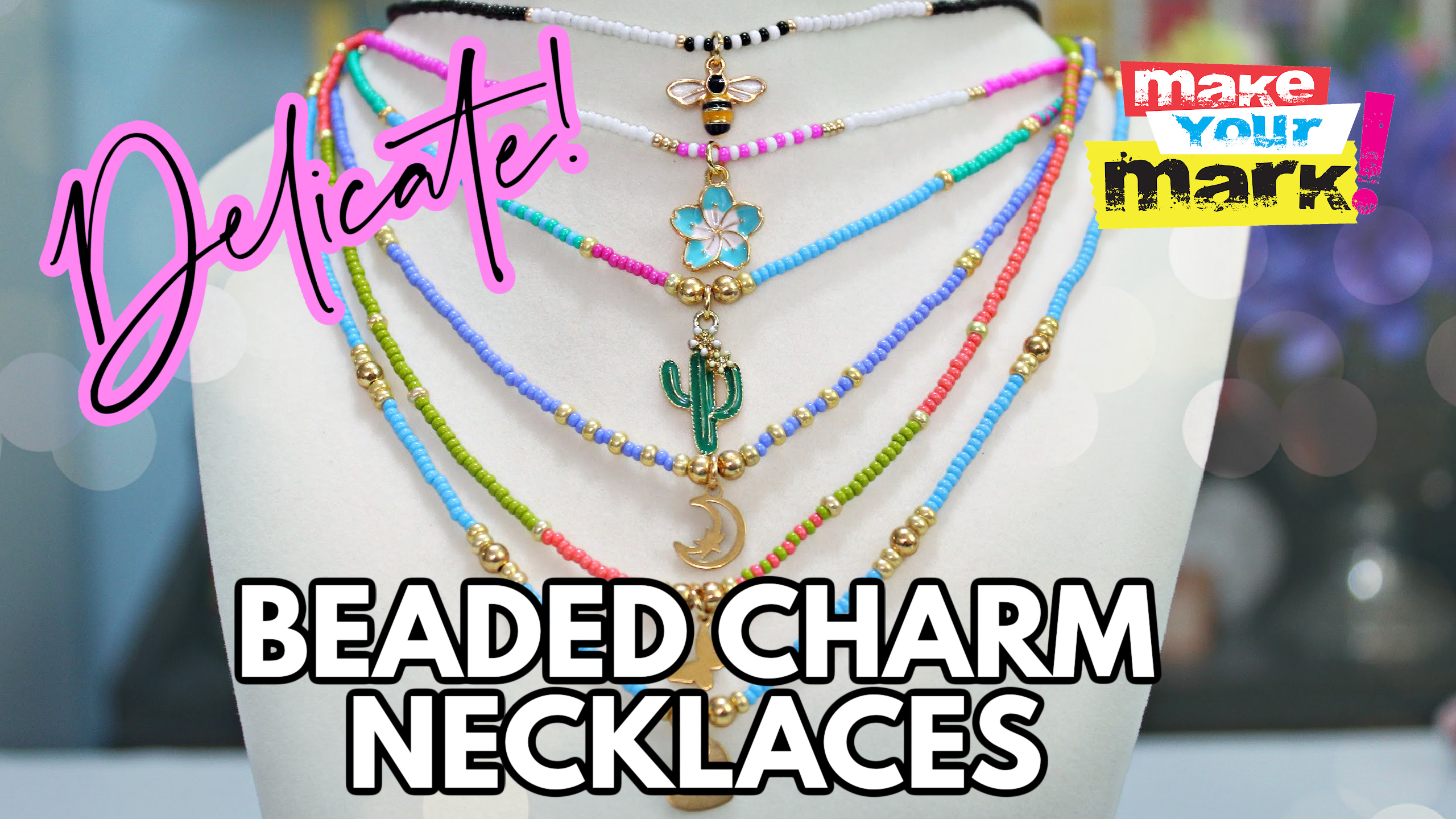 CUST THUMB Seed Bead Charm Necklaces