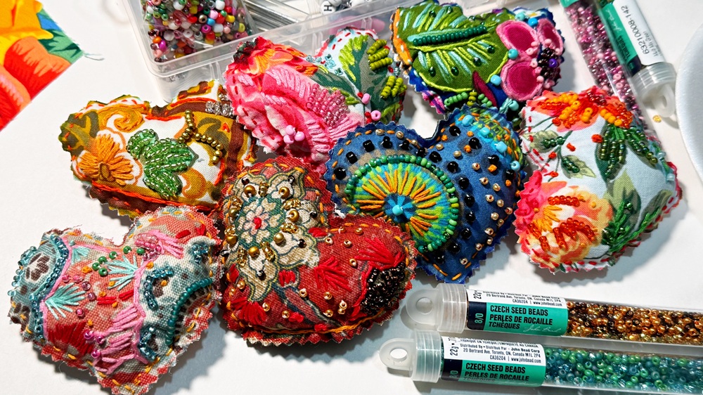 Beauty 1 Beaded Embroidered Hearts